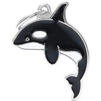 My Family Placa de Identificación personalizado para perro Made in Italy, Orca, Placa de identificación de Perro Grabada Gratis Aluminio, Metal Esmaltado a Mano, Colección Wild