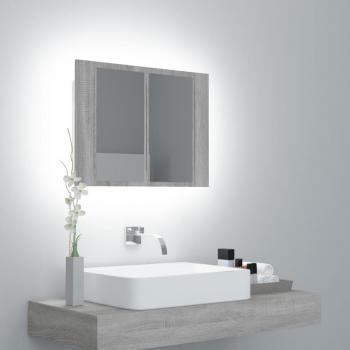 Espejo móvil LED Sonoma gris 60x12x45cm madera multicapa
