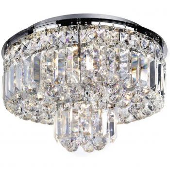 Plafón Vesuvio de 5 luces, cromo y cristal, lámpara de techo empotrada con acabados en cromo y detalles en cristal, compatible con bombillas G9