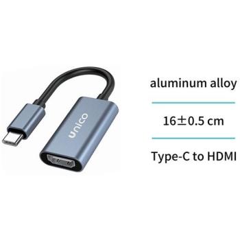 Adaptador USB-C Macho a HDMI Hembra 4K Gris AD2225 Unico