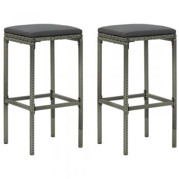 Taburetes de cocina con cojines 2 uds ratán sintético gris