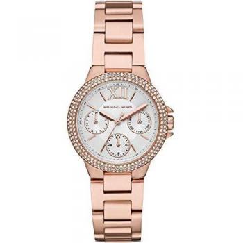 Michael Kors Reloj para Mujer CAMILLE, Caja de 33 mm, Movimiento Multifunción, Correa de Acero Inoxidable, Oro Rosa