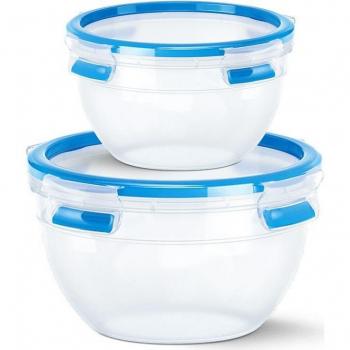 Emsa Clip Close N1011600 - Caja Redonda (1,1 + 2,6 L, 2 Unidades), Color Azul