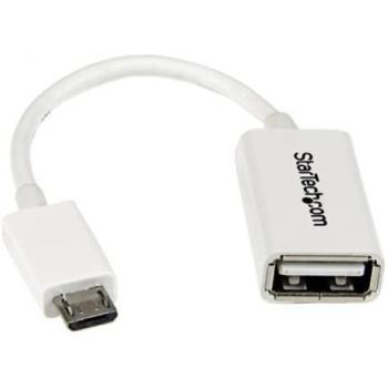 StarTech.com 5-inch White Micro USB to USB On-The-Go Host Adapter Male/Female