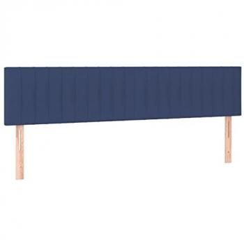 Cabecero con LED de tela azul 200x5x78/88 cm, tapizado, para cama de matrimonio, mueble dormitorio interior