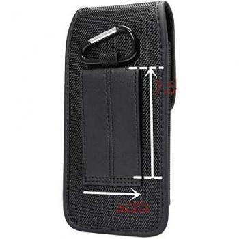 Funda Cinturón para InnJoo 4 con Tarjetero Diseño en Piel y Nylon Vertical - Negra