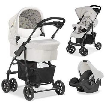 Hauck Shopper Trio Set Silla De Paseo 3En1 Hasta 25 Kg + Grupo 0+ Y Capazo De Bebé Con Colchón Desde El Nacimiento, Con Respaldo Reclinable, Portavasos, Ligero, Plegado Pequeño - Beige