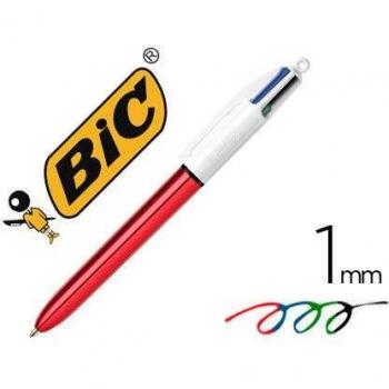 Boligrafo bic cuatro colores shine rojo punta de 1 mm.