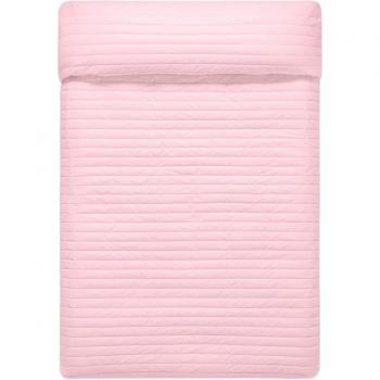 Colcha Basic en tonos rosa y azul marino con diseño a rayas - 100% Algodón 150 TC - Fabricada en España