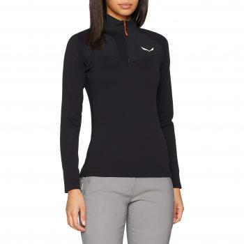 SALEWA ortles W L/S Zip té, Todo el año, Mujer, Color Black out, tamaño 40/34
