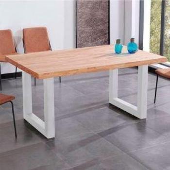 Mesa de Comedor Loft Fija Madera Roble Nordish con Patas de Metal Blanco 100x160x75 cm
