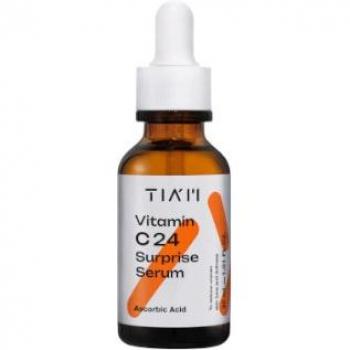 Tiam Vitamin C 24 Surprise Serum 30ml - Vitamin C serum, contains 24% pure vitamin C, brightens skin tone, reduces dark spots, improves skin texture, antioxidant properties, suitable for all skin types, lightweight formula, absorbs
