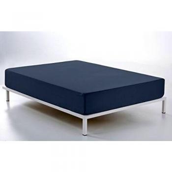 ESTELA - Sábana Bajera Ajustable Combi Liso Cala Color Acero - Cama de 90 cm. - 100% Algodón - 144 Hilos