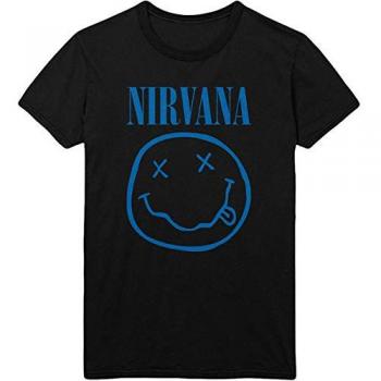 Nirvana Blue Logo Black T-Shirt for Men - Sizes S to XXL