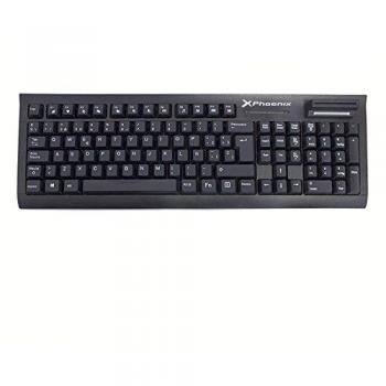 TECLADO QWERTY ESPAÑOL PHOENIX PHKEYSMARTCARD CON CABLE USB / LECTOR DE TARJETA CHIP INTEGRADO INTELIGENTE DNI SMART CARD VALIDO PARA WINDOWS NEGRO