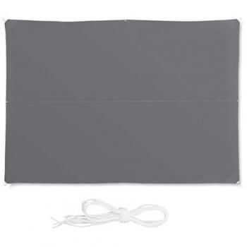 Toldo Vela Rectangular 3x4m Gris, Repelente al Agua y Protección UV con Cuerdas de Tensado