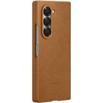 Funda de ecopiel marrón para Galaxy Z Fold6, tipo: Funda oficial de piel sintética
