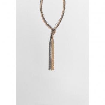 Mixed Metal Knot Necklace - Grey One Size