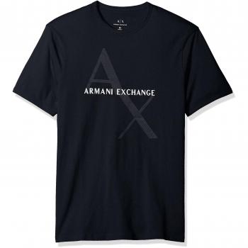 Armani Exchange Men's Short Sleeve Logo T-Shirt - Crew Neck, Cotton, Navy Blue, Size S