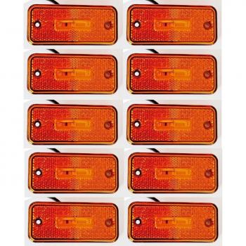 10 luces de marcador laterales de 24 V, color naranja, 3 ledes, para camión, volquete o caravana, autobús, furgoneta, autobús