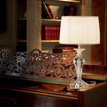 Lámpara de mesa de vidrio blanco KATE 1 bombilla, Ideal Lux Kate - Lámpara de mesa 1 luz Cromo, Cristal con pantalla redonda, E27