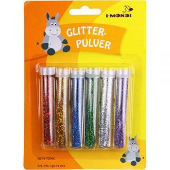 Purpurina en polvo fantasia 6 tubos colores surtidos de 6 gr