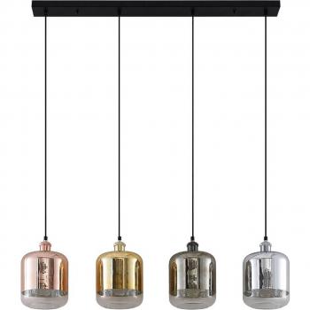 Lámpara colgante Lindby Tallinn moderna en negro, hecha de metal, con 4 luces E27, ideal para salón y comedor