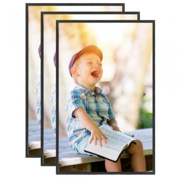 Marcos de Foto Collage de Pared/Mesa MDF 13x18 cm - Set de 3 unidades en colores Negro, Plateado y Azul