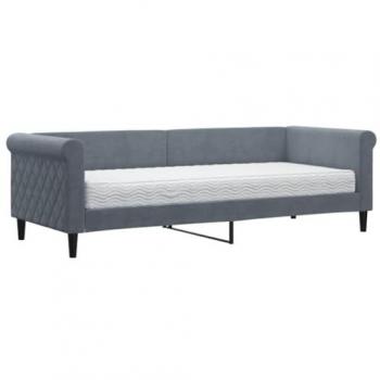 Sofá cama con colchón terciopelo gris oscuro 80x200 cm
