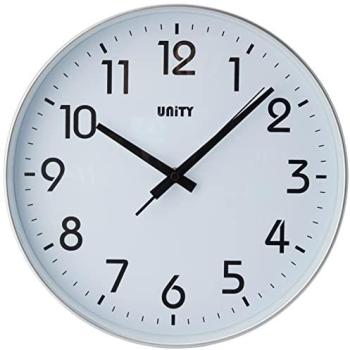 Unity Fradley - Reloj de pared silencioso, moderno, 30 x 30 x 5 cm, color plateado, pl?stico
