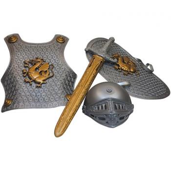 Conjunto de Disfraz Medieval para Niños: Peto, Escudo, Casco y Espada