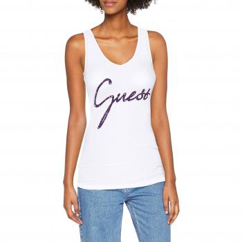 GUESS W83i00k1810, Camiseta sin Mangas para Mujer, Blanco
