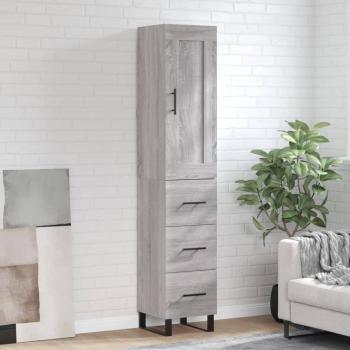 Aparador alto de madera contrachapada gris Sonoma 34,5x34x180 cm