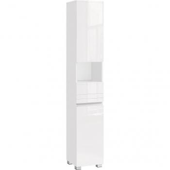 Armario de Baño Alto y Delgado 30 x 30 x 170 cm con Estantes Ajustables, Blanco
