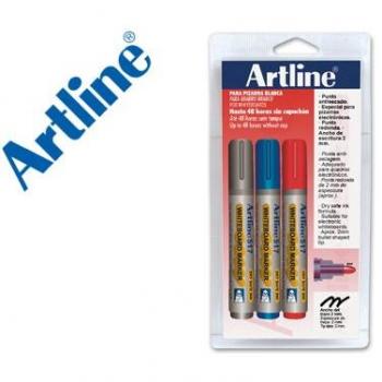 Rotulador artline pizarra ek-517 -punta redonda 2 mm -blister 1 negro 1 rojo 1 azul