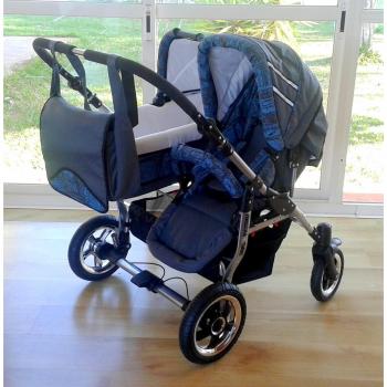 Carro doble gemelar 3en1. 1 capazo + 2 sillas + 1 grupo 0 + accesorios.