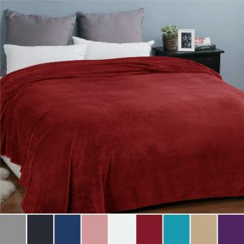Bedsure Manta para Sofás de Franela 220x240cm - Manta para Cama 135/150 Reversible de 100% Microfibre Extra Suave - Manta Roja Transpirable