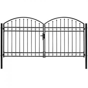 vidaXL Cancela de valla doble puerta con arco 300x125 cm acero negro