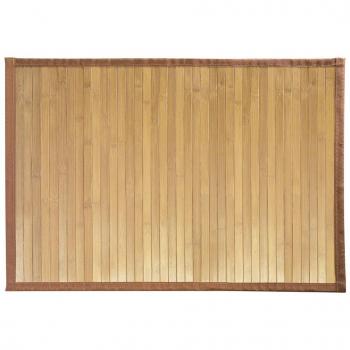 iDesign Alfombra antideslizante, alfombra de madera de bambú de tamaño pequeño, alfombrilla de baño, cocina y pasillo repelente al agua, marrón claro