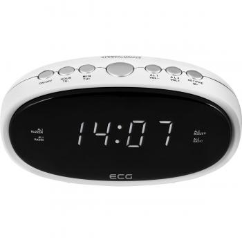 Reloj Despertador Digital ECG RB 010 Blanco con Radio FM y Pantalla LED Ajustable