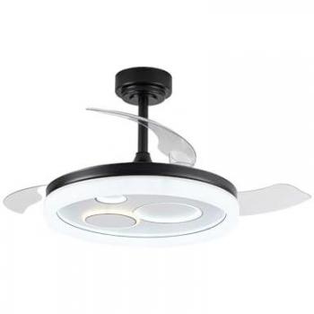 Ventilador LED regulable con aspas plegables Naira Negro 50W 6000Lm IP20 fabricado en acero, PMMA y policarbonato