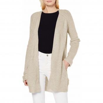 Pieces NOS Pcellen LS Long Knit Cardigan Noos Chaqueta Punto, Beige