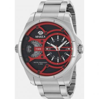 Reloj Marea Grande Acero Inoxidable con Esfera Roja Doble Horario