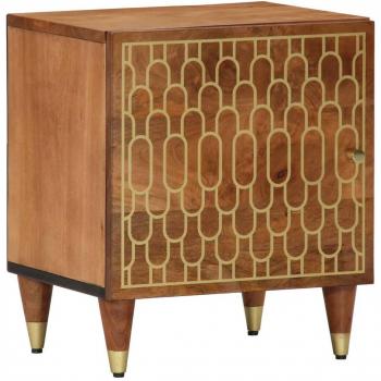 Mesita de noche de madera maciza de mango 40x33x46 cm Marrón