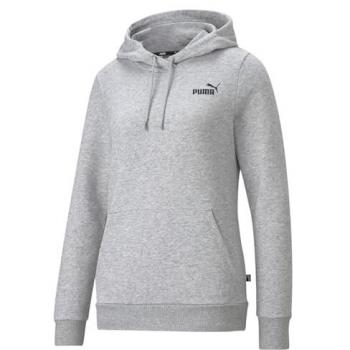 PUMA Women's ESS Small Logo Hoodie - Light Grey Cotton, Long Sleeve, Hooded