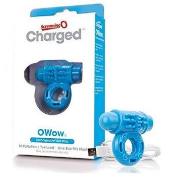 Screaming O Charged OWow Rechargeable Vibrating Cock Ring, Blue