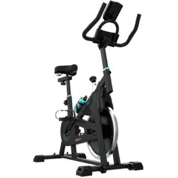 Bicicleta Indoor DrumFit 10000 Teseo X - Volante de Inercia 10 kg, Resistencia Manual, Monitor LCD, Soporte para Dispositivos y Pulsómetro Integrado