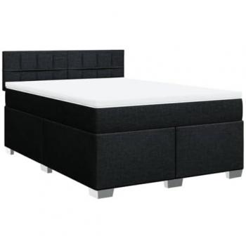 Cama box spring con colchón negro 140x200 cm en tela