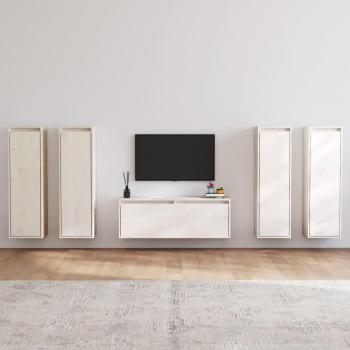 Muebles para TV de 5 piezas en madera maciza de pino blanco