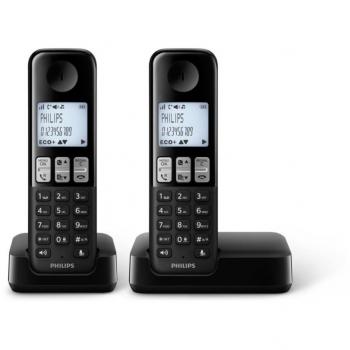 Philips - Teléfono Inalámbrico D2302B/23, Duo Pack, Polifónico, Digital, AAA Compatible